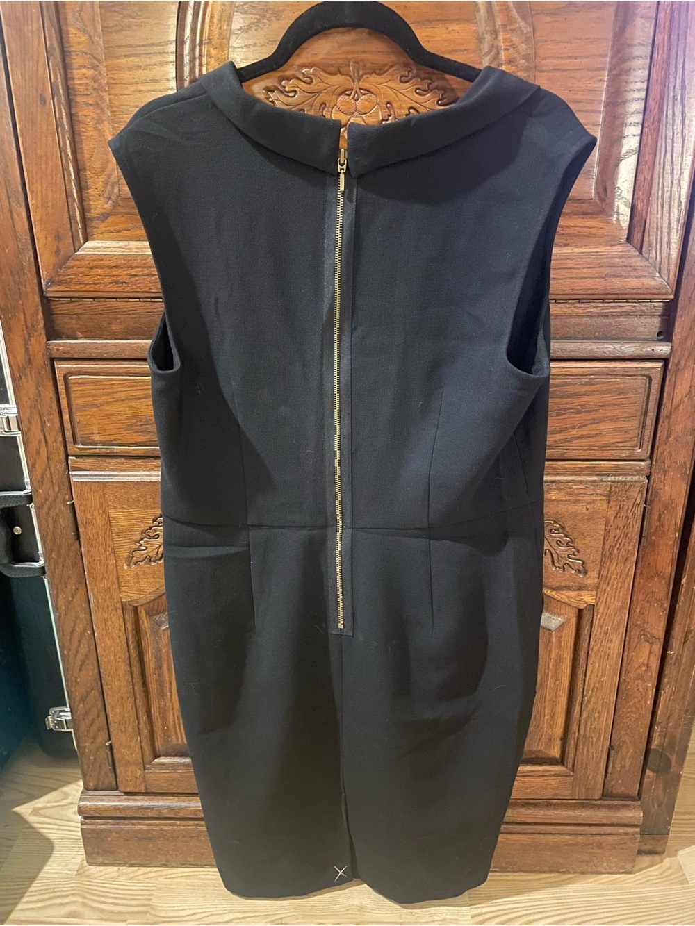 LOFT Black Sleeveless Cowl-Neck Sheath Midi Dress, Size 14, NWT - Picture 2 of 7